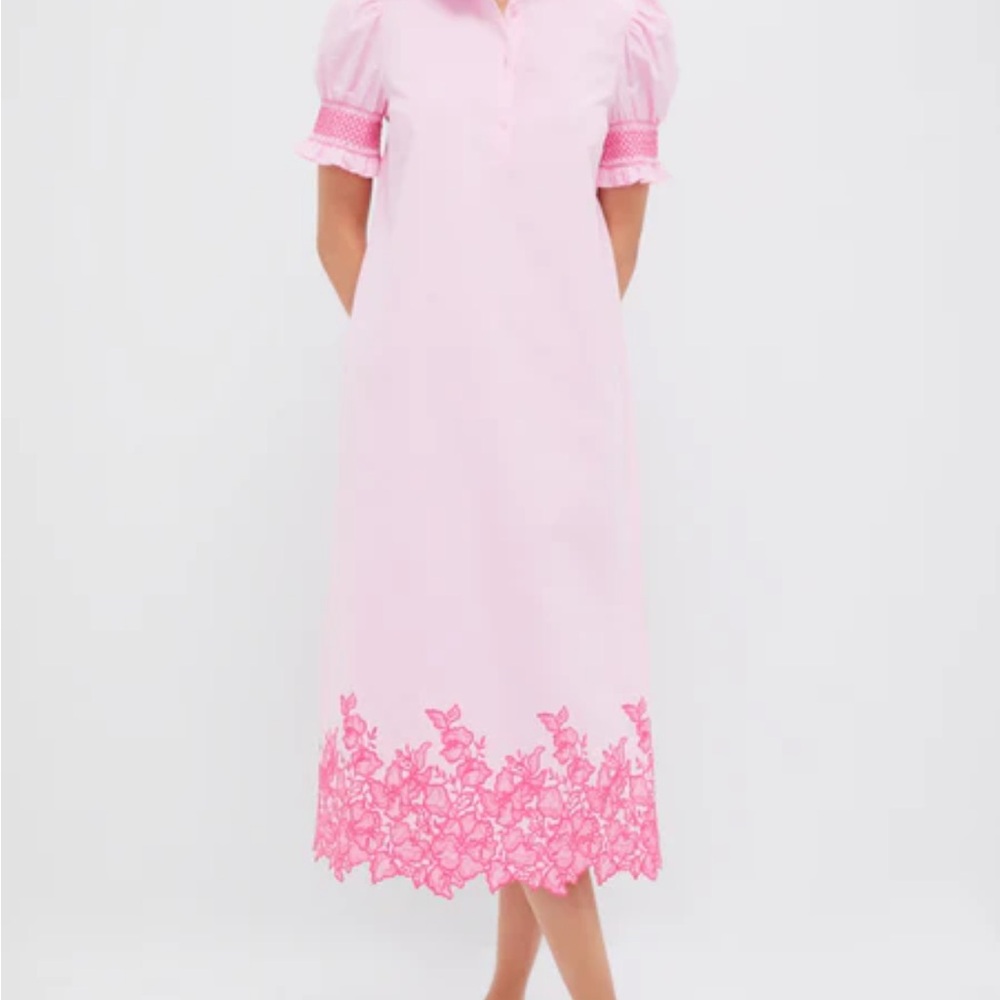 Tuckernuck Pink Midi Dress with Floral Embroidery - Hyancith House